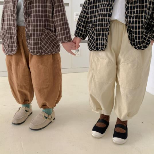 2022春新作 かわいい コーデュロイ パンツ ルーズパンツ 韓国風子供服 男女兼用 2色