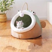 きちんと感をGET！多機能 暖かい 四季 ユニバーサル 猫 用品 半密閉型 猫の家 寝床 ペット猫のトイレ冬
