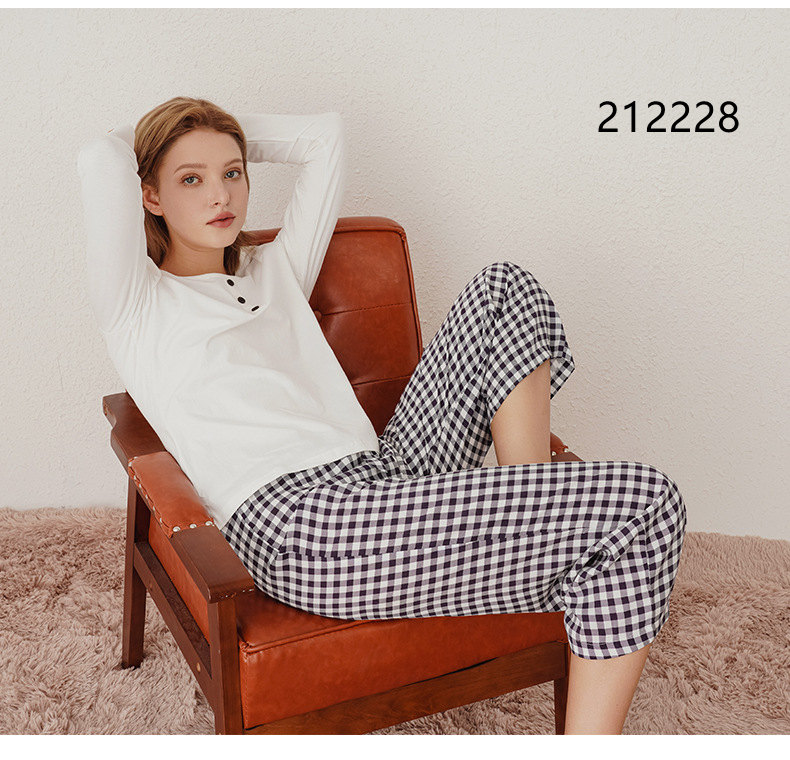 パジャマ着  女  2枚セット  ホームウェア  レディー  ロング・モデル  全綿