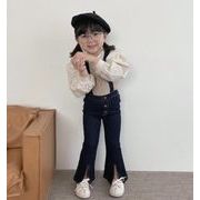 2022春夏新作   韓国子供服　デニムサロペット  オーバーオール  ズボン   女の子   ワイドレッグ