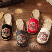 サンダル シューズ 民族風 綿麻 チャイナ靴 スニーカー ローファー 刺繍
