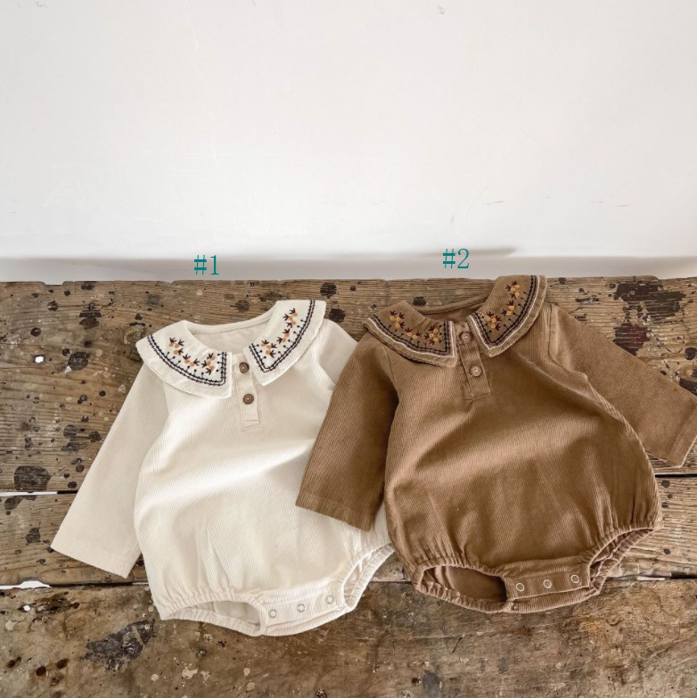 2022韓国風子供服 ベビー服 春と秋 刺繍 女の子 幼児 小花柄 レトロ 連体服