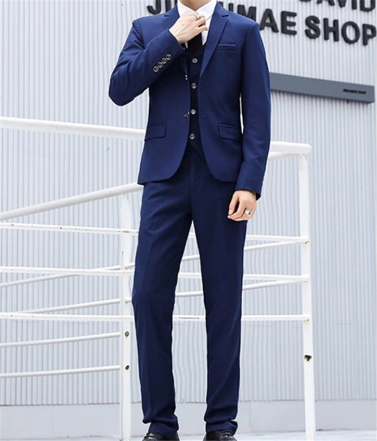 INSスタイル 韓国版 スリム 新郎ドレス スーツ メンズ 3点セット ビジネス 職業 フォーマルスーツ