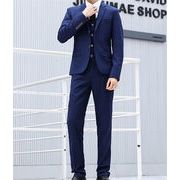 INSスタイル 韓国版 スリム 新郎ドレス スーツ メンズ 3点セット ビジネス 職業 フォーマルスーツ