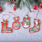 4個セット クリスマスツリー飾り クリスマスオーナメント 木製  掛け飾り 雪だるま おしゃれ 吊り装飾用