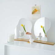 大満足のレビュー多数 INSスタイル 装飾 小さい新鮮な カジュアル イレギュラー 鏡 木製 ベース