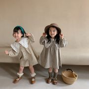 【秋冬新作】韓国風子供服 ベビー服 　女の子　格子 可愛い　ワンピース 全2色