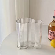 透明な フラワーアレンジメント 装飾 カジュアル 大人気 ガラス 花瓶 ストライプ