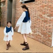親子服　韓国風子供服 ベビー服　親子服　可愛い　ワンピース　ベスト付きワンピース