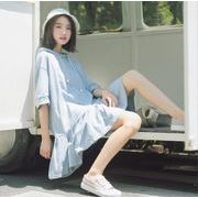 韓国風　レディース　半袖ドレス　新しい夏，カジュアルウェアー，ファッションドレス　★S-L