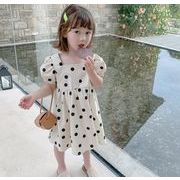 【春夏新作】韓国子供服  ベビー服  ファッション  スカート  半袖  水玉柄  ワンピース