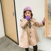 お勧め 春夏新作 韓国風子供服 3-8歳女の子 上着 無地 フリル ネクタイ付 トレンチコート ジャケット5-13