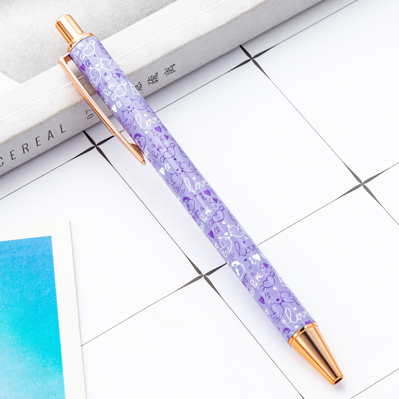 No.543　カスタムボールペン　ハート ボールペン カラフルハート柄 DIY文房具 プレゼント 筆記用具
