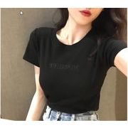 2022春夏新作 韓国風　カジュアル  　半袖　Tシャツ　 トップスレディース　4色