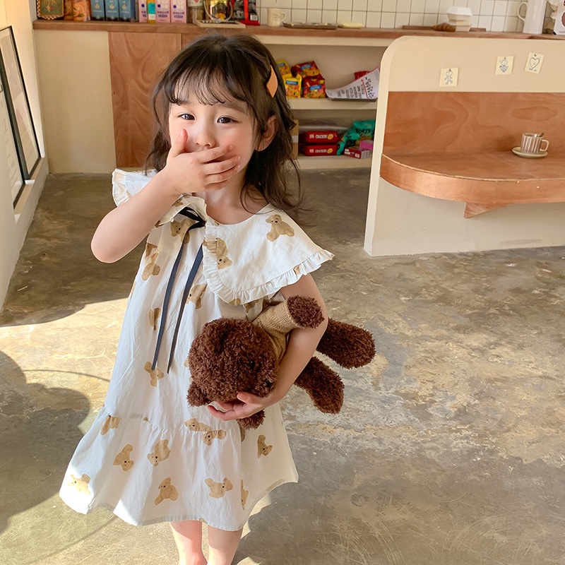 22夏服 韓国風子供服 ベビー服 クマ柄 女の子 可愛い ベビー服 ノースリーブワンピース Sniff Japan 子供服 Netsea 問屋 卸売 卸 仕入れ専門