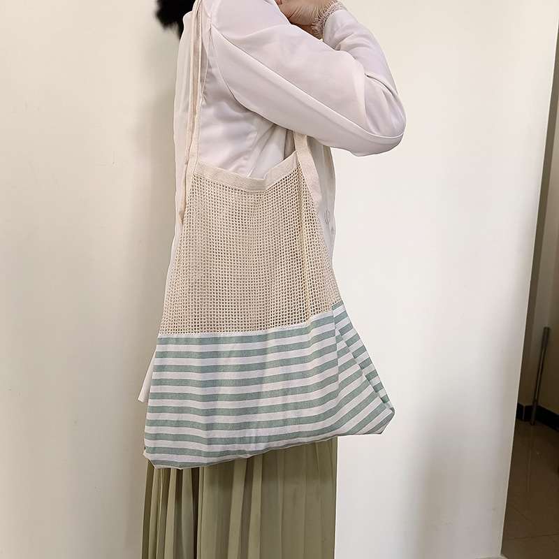 トートバッグ　エコバッグ　透かし　編みバッグ　レディース　韓国ファッション