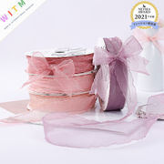 12色展開 DIY カットリボン テープ ヘアアクセサリー プレゼント包装用 オーガンジー