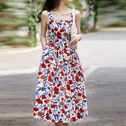 初回送料無料レディースドレスベストスクエアネック花柄スカートワンピース人気商品ファッション