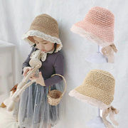 季節の流行・日除け帽・子供用・草編み・人気・ファッション帽子