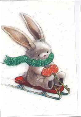 ミニカード クリスマス「うさぎちゃんとそり」メッセージカード