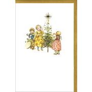 グリーティングカード クリスマス「クリスマスツリーを飾る子供たち」メッセージカード
