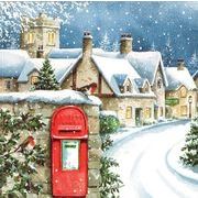 グリーティングカード クリスマス「コマドリとポスト」メッセージカード