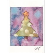 ポストカード クリスマスカード marron125「クリスマスツリー」ツリー 星 水彩画