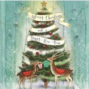 グリーティングカード クリスマス「トナカイとツリー」メッセージカード