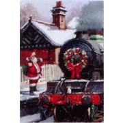 グリーティングカード クリスマス「機関車とサンタクロース」メッセージカード