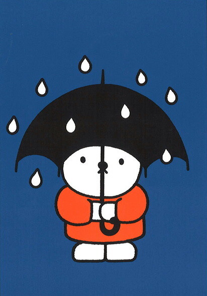 ポストカード ミッフィー/ディック・ブルーナ「傘を持ったくま」イラスト 絵本 ブルー 雨