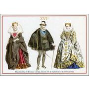 ポストカード イラスト クラシックファッション「フランスのデイジー、ヘンリー＆ガブリエル」