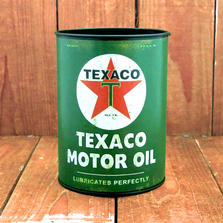 オイル缶　TEXACO テキサコ ガレージ　アメリカン雑貨　カリフォルニア　小物入れ　ペン立て　観葉植物