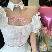 韓国の人気爆発 短いスタイル ケーキスカート ミニスカート sweet系 2点セット ホットガールスタイル