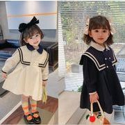 秋　子供ワンピース　セーラー襟　女の子　ワンピース　長袖　可愛い　韓国子供服　セーラー服
