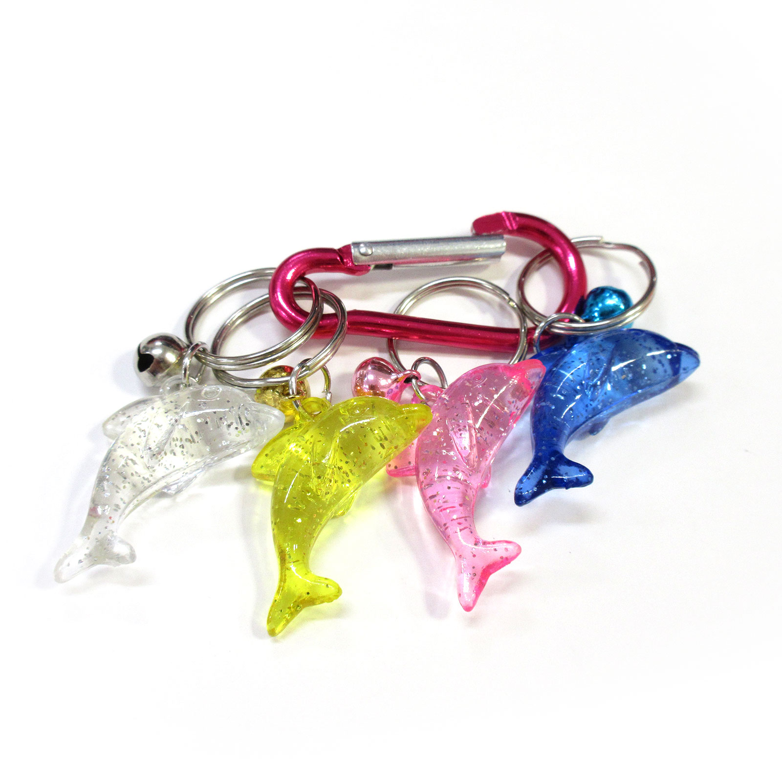 雑貨・キーホルダー＞カラビナ付 キラキライルカキーリング 2色