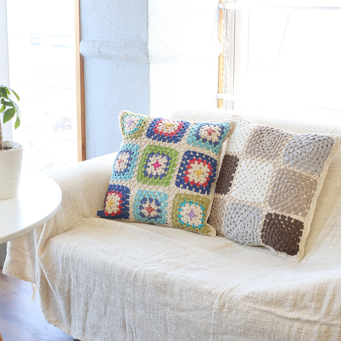 クッションカバー クロシェット[クロッシェ かぎ針編み レース