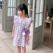 2023年夏新作　キッズワンピース　果物柄　可愛い　フリル　韓国風子供服　女の子服　90-140cm