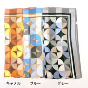 【日本製】【スカーフ】シルクサテンストライプ10匁生地レトロパレット柄日本製四角大判スカーフ
