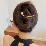 バンスクリップ ヘアアクセサリー　ヘアクリップ　夏　ヘア飾り　金属　パール