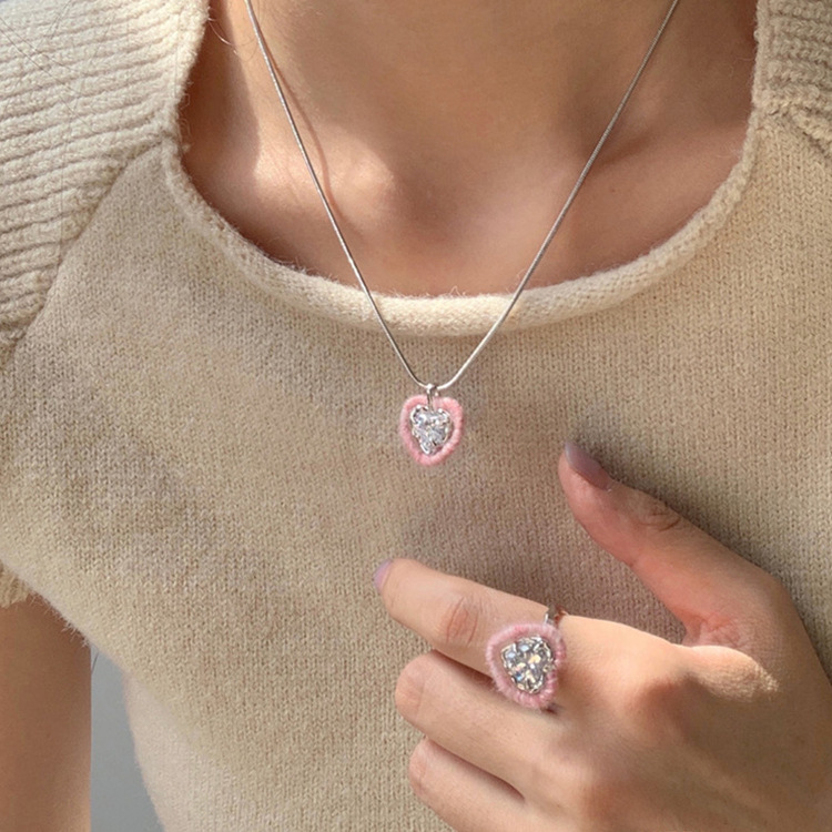 指輪 リング ネックレス メタル アクセサリー ハート ニット 
