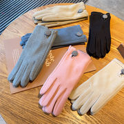 手袋　韓国ファッション　秋冬　千鳥柄ボタン　レディース　デザイン