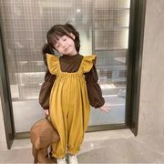 子供服 　キッズ　　2点セット 　トップス+ロンパース　セットアップ 韓国ファッション