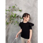韓国子供服   女の子  キッズ Tシャツ  可愛い   ブラウス  トップス  パフスリーブ  半袖　
