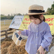 韓国子供服  女の子  ファッション  長袖  ラウンドネック   可愛い   シャツ  トップス   無地  3色