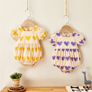 夏新作   韓国子供服 ベビー ロンパース  女の子   半袖   可愛い   赤ちゃん 人気  2色
