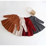 人気   韓国子供服  子供服  スカート  長袖ニットワンピース   女の子 ベビー服    キッズ服 4色