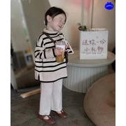 韓国子供服　ニット　セットアップ　セーター　ワイドパンツ　2点セット　秋冬新作　ストライプ　90#-140#