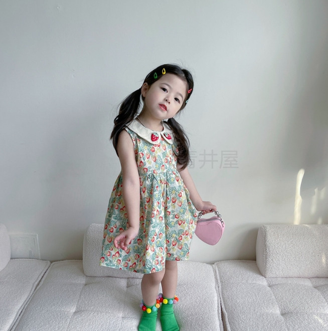 INS  2023春夏新作 可愛い  女の子   韓国風子供服  袖なし  子供服   ワンピース ベビー服  80-130CM