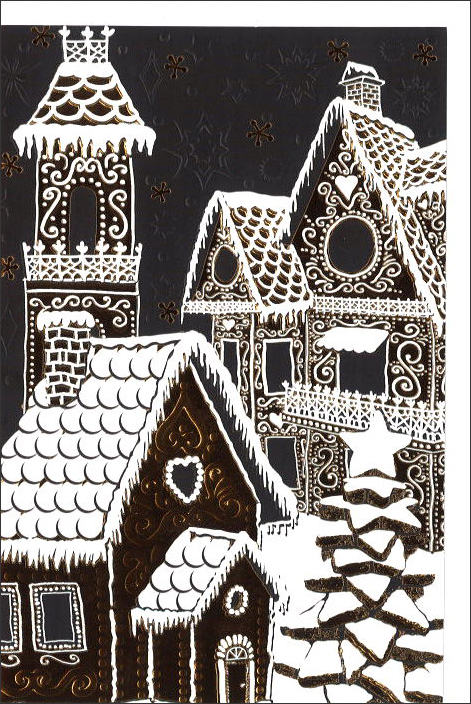 グリーティングカード クリスマス「雪の家並」 メッセージカード