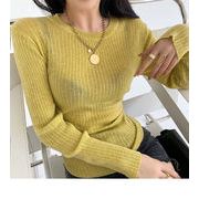 大人気★優雅女性らしい ニットトップス 新品 韓国風 快適である スリム ベースシャツ ラウンドネック